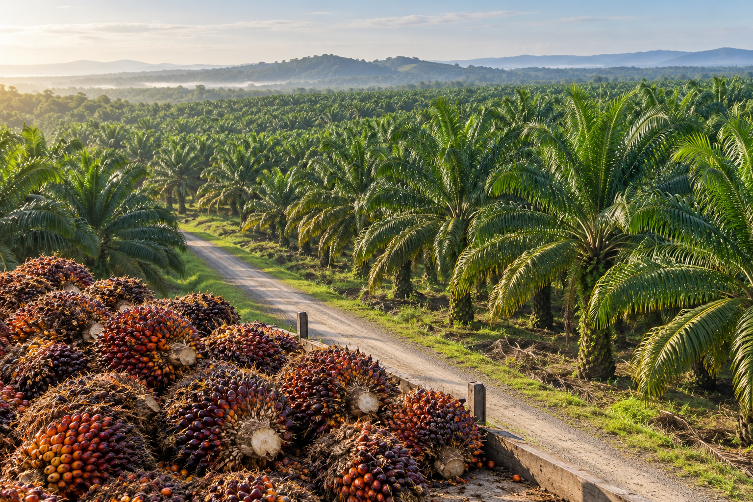 Ilustrasi hamparan perkebunan kelapa sawit